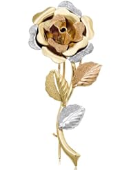14K Tri-Color Rose Broach 23mm X 59.4mm