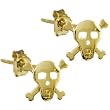 14k Yellow Gold Skull and Crossbones Stud Earrings
