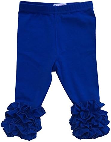 Little Fashionista Icings Triple Ruffle Leggings Cotton Girls Pants (2, Royal Blue)