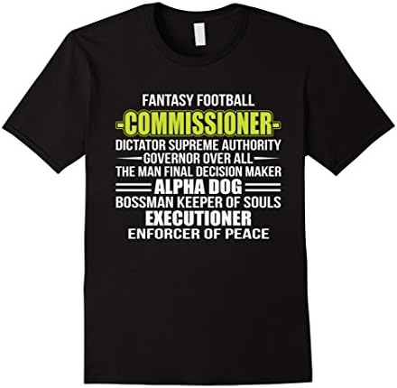 Men's Fantasy Football Commish T Shirt Funny Sports Shirt Football Large Black