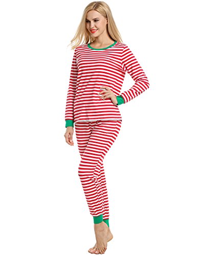 Avidlove Womens Fitted Stripe Christmas Pajama Set Cotton Pjs Seasonal Sleepwear