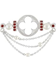 V&A Inspired Argentium Silver Gothic Quatrefoil Garnet Brooch
