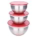 MIU 3-Piece Stainless-Steel Bowl Set with Lids, Red