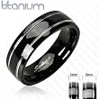 Solid Titanium with Two Stripes Engraved on a Onyx Colored Ring