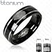 Solid Titanium with Two Stripes Engraved on a Onyx Colored Ring