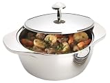 Meyer Prestige Polished Stainless Steel Covered Round Insulated Serving Dish, 2.8 Litre