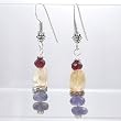 Garnet, Citrine and Iolite Gemstone Dangle Earrings, #9437