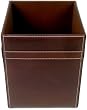 Rustic Brown Leather Square Waste Basket