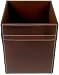 Rustic Brown Leather Square Waste Basket