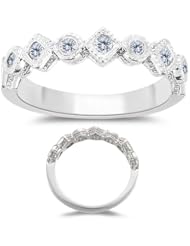 0.17 Cts Diamond Filigree Stack Band in 14K White Gold