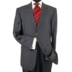 Presidential Suit Signature Collection Mens Suit Italian Merino Wool 140s Two Button Jacket Flat Front Pants Business Suit Charcoal Gray