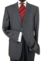 Presidential Suit Signature Collection Mens Suit Italian Merino Wool 140s Two Button Jacket Flat Front Pants Business Suit Charcoal Gray