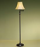 Bronze Finish Champagne Fabric Swing Arm Floor Lamp