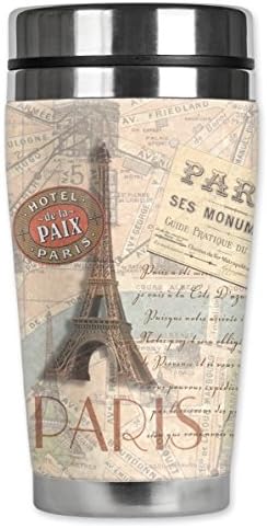 Mugzie Paris France 16-Ounce Stainless Steel Resusable Travel Mug with Insulated Wetsuit Cover