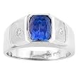 14K White Gold Man's Tanzanite and Diamond Ring