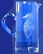 Individually Hand Etched Glass Seahorse Cocktail Pitcher 8"H 48 oz