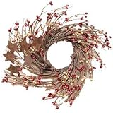 CWI Gifts Burgundy and Old Gold Pip and Twig with Rusty Star Wreath, 10-Inch