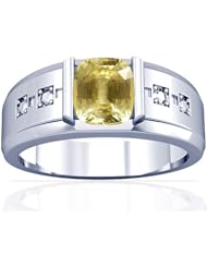 18K White Gold Cushion Cut Yellow Sapphire Solitaire Ring