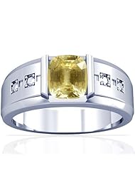 Platinum Cushion Cut Yellow Sapphire Solitaire Ring