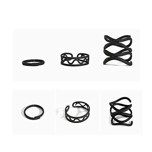 Banggood 3x Women's Popular Black Frosted Above Knuckle Ring Midi Finger Tip Rings Banggood 3x Women's Popular Black Frosted Above Knuckle Ring Midi Finger Tip Rings
