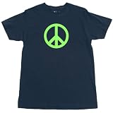 Peace Sign Neon Green T-Shirt, Navy, S