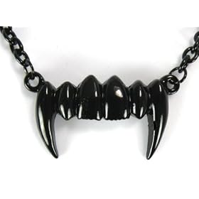 Black Vampire Fang Necklace Gothic Deathrock Bite Me Elegant
