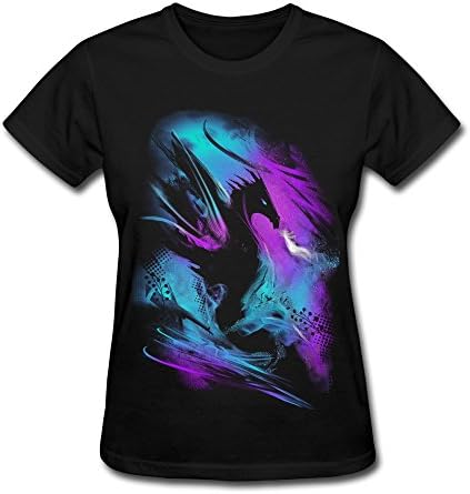 Keke Women's Tees-Fashion Bold And Mythical Dragon Design Tees Size XXL Black