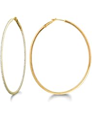 Micro Prong Set 14KT Yellow Gold Diamond .65 CT Oval Hoop Earring