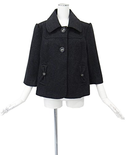 ウール グレー ７部袖 ショート コート Lサイズ