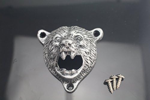 Tozz Pro ® Cast Iron Wall Mount Grizzly Bear Teeth Bite Bottle Opener (White opener)