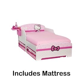 Hello Kitty Toddler Bed with Storage & Bedside Shelf Plus Fully Sprung Mattress