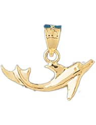 Dazzlers Solid 14 karats gold Dolphin Charm Pendant Available in three colors from jewelsberry (weights: 1.6 grams only)