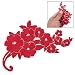 Red Apparel Decor Flower Embroidered Badge Sticker Patch