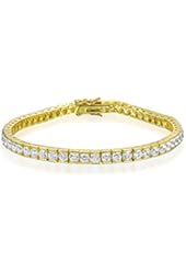 Bling Jewelry Yellow Gold Plated Silver Channel Set Round CZ Tennis Bracelet 7in