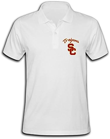 Men's USC Trojans Solid Short Sleeve Pique Polo Shirt White US Size XL