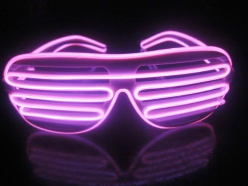 Light Up El Wire shutter glasses(White+Pink) , --Battery Powered