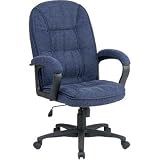 Executive High Back Chair w Padded Loop Arms In Deep Blue Finish By Office Star