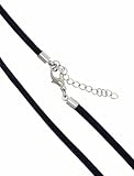 16" Black Leather Cord Necklace With 2in extender - 3.0MM