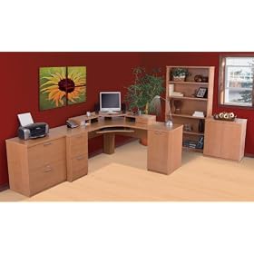 Corner Desk Set 2 in Honey - Elite - Bestar Office Furniture - 68851-45 by Bestar Furniture