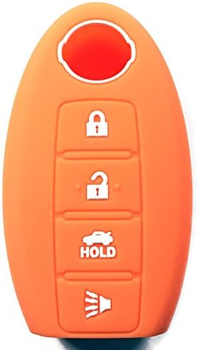 Remote Smart Key Cover 4 Button NISSAN Orange with white accents FITS ALL by First Midwest