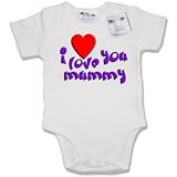 Dirty Fingers - I love you Mummy - Baby & Toddler Short Sleeve Bodysuit / BabyGrow, 0-3 months, White