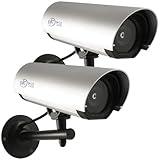 Outdoor Imitation Dummy Security Camera with Flashing LED & Waterproof Steel Housing (ISC200) - Bonus Pack of 2