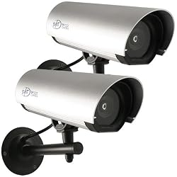 Outdoor Imitation Dummy Security Camera with Flashing LED & Waterproof Steel Housing (ISC200) - Bonus Pack of 2