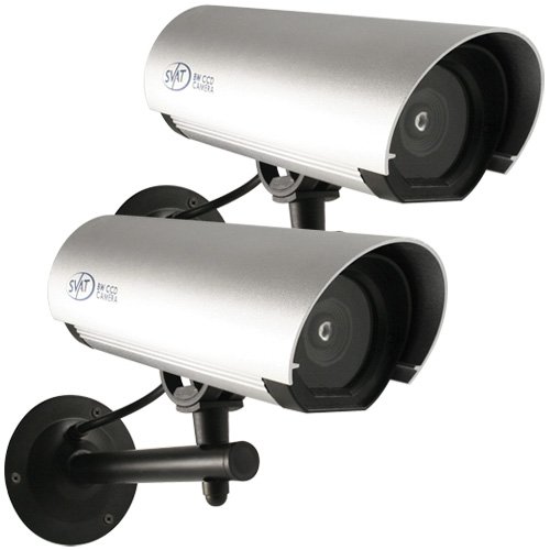 Outdoor Imitation Dummy Security Camera with Flashing LED & Waterproof Steel Housing (ISC200) - Bonus Pack of 2