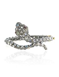 14kt Gold Diamond Pave Moonstone Snake Bangle Vintage Look Jewelry