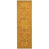 IMAGE OF Safavieh Antiquities Collection AT20A Handmade Dark Gold and Light Green Hand-Spun Wool Area Runner, 2-Feet 3-Inch by 12-Feet