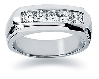 1 ctw. Men's Princess Diamond Wedding Band in Platinum