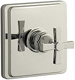 KOHLER K-T13135-3A-SN Pinstripe Pure Rite-Temp Pressure-Balancing Valve Trim with Cross Handle, Valv