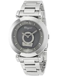 Salvatore Ferragamo Womens FQ4070013 Minuetto Stainless Steel Rotating Gancino Set with Diamonds Watch