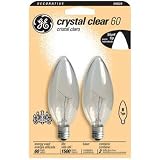 GE 48402 60-Watt Candelabra Light Bulb, Blunt Tip, 2-Pack